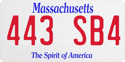MA license plate 443SB4