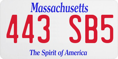 MA license plate 443SB5