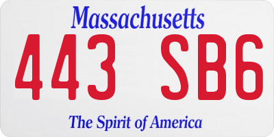 MA license plate 443SB6