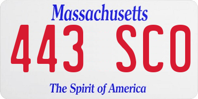 MA license plate 443SC0