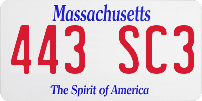 MA license plate 443SC3