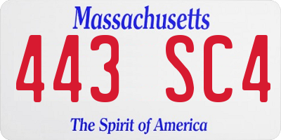 MA license plate 443SC4