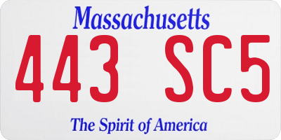 MA license plate 443SC5