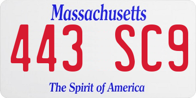 MA license plate 443SC9