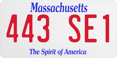 MA license plate 443SE1