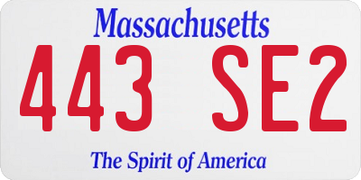 MA license plate 443SE2