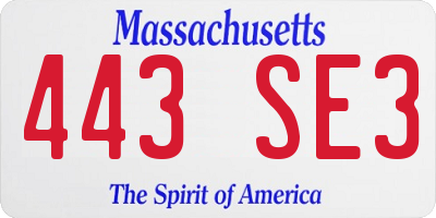 MA license plate 443SE3