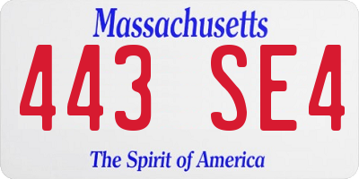 MA license plate 443SE4