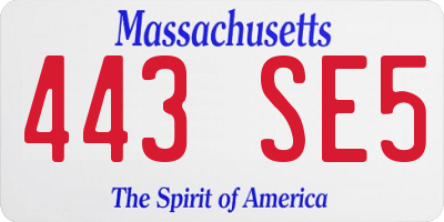 MA license plate 443SE5