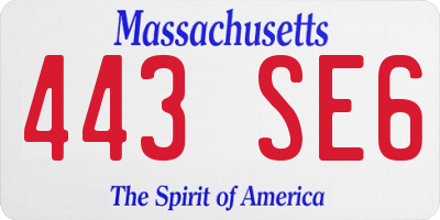 MA license plate 443SE6