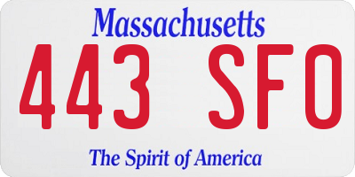 MA license plate 443SF0