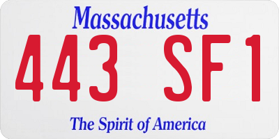 MA license plate 443SF1