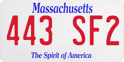MA license plate 443SF2