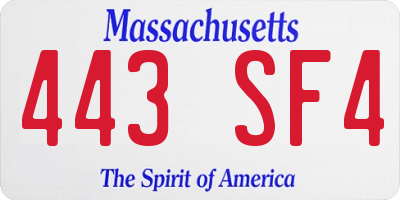 MA license plate 443SF4
