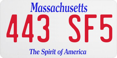 MA license plate 443SF5