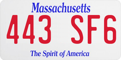 MA license plate 443SF6