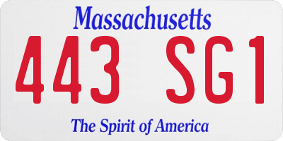 MA license plate 443SG1