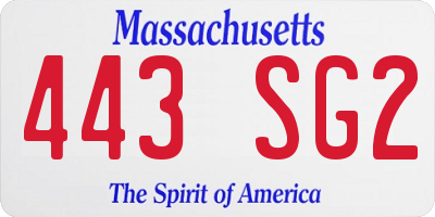 MA license plate 443SG2