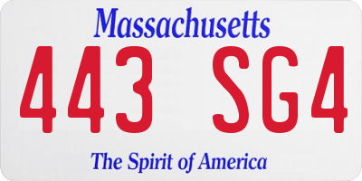 MA license plate 443SG4