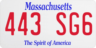 MA license plate 443SG6