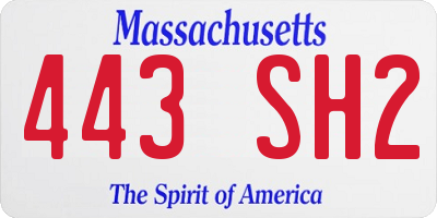MA license plate 443SH2