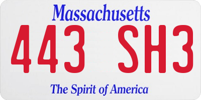 MA license plate 443SH3