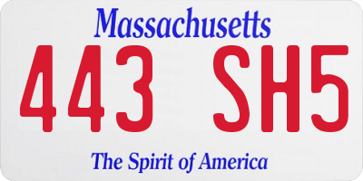 MA license plate 443SH5