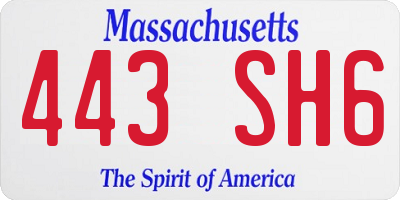 MA license plate 443SH6