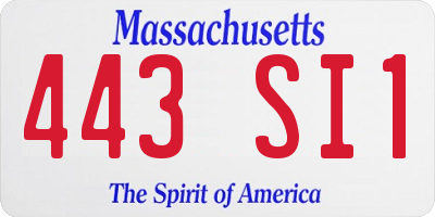 MA license plate 443SI1