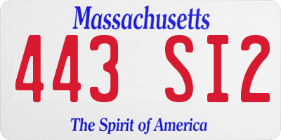 MA license plate 443SI2