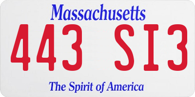 MA license plate 443SI3