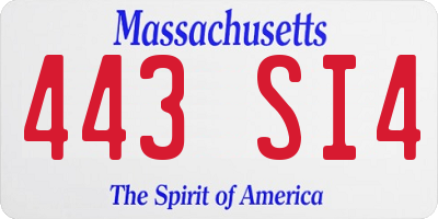 MA license plate 443SI4