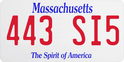 MA license plate 443SI5