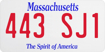 MA license plate 443SJ1