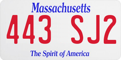 MA license plate 443SJ2