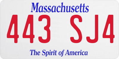 MA license plate 443SJ4