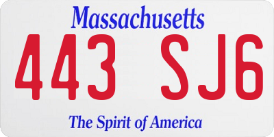 MA license plate 443SJ6