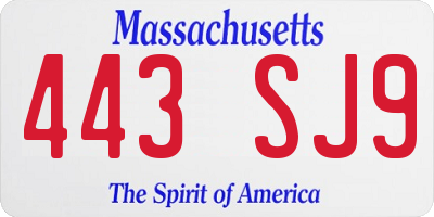 MA license plate 443SJ9