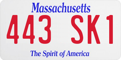 MA license plate 443SK1