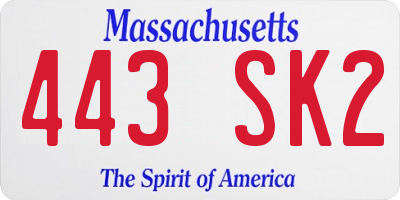 MA license plate 443SK2