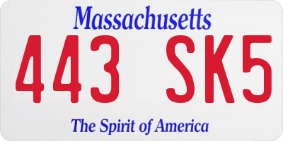 MA license plate 443SK5