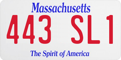 MA license plate 443SL1