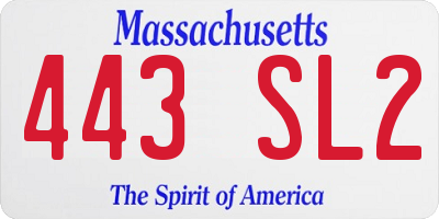 MA license plate 443SL2