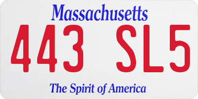 MA license plate 443SL5