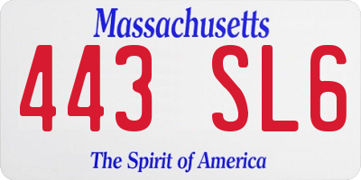 MA license plate 443SL6