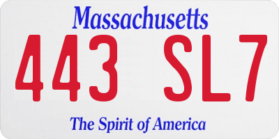 MA license plate 443SL7