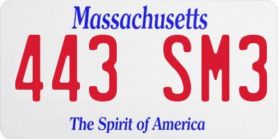 MA license plate 443SM3