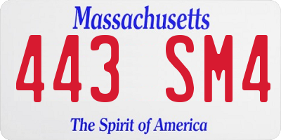 MA license plate 443SM4