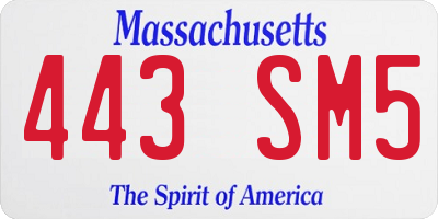 MA license plate 443SM5