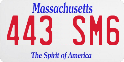 MA license plate 443SM6